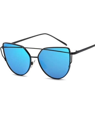 Cat Eye Sunglasses Eyewear Fashion Mirrored - Black&blue - CL18RCOKH7U $17.13