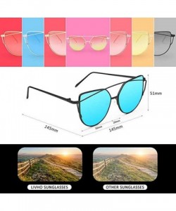 Cat Eye Sunglasses Eyewear Fashion Mirrored - Black&blue - CL18RCOKH7U $8.46