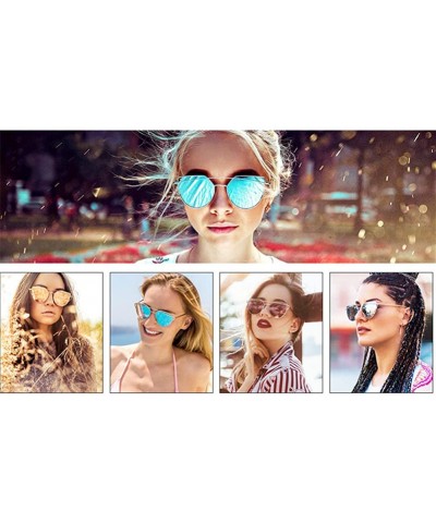 Cat Eye Sunglasses Eyewear Fashion Mirrored - Black&blue - CL18RCOKH7U $8.46