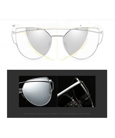 Cat Eye Sunglasses Eyewear Fashion Mirrored - Black&blue - CL18RCOKH7U $8.46