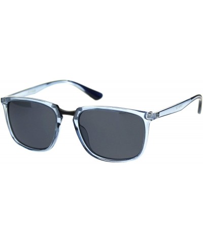 Square Mens Polarized Lens Sunglasses Designer Fashion Square Frame UV Block - Blue Gunmetal (Black) - CI18TROOO8U $9.34