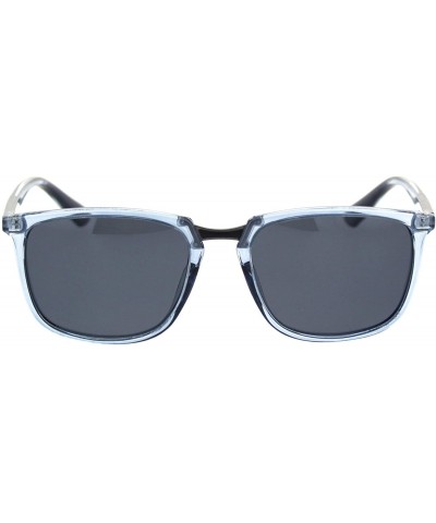 Square Mens Polarized Lens Sunglasses Designer Fashion Square Frame UV Block - Blue Gunmetal (Black) - CI18TROOO8U $9.34