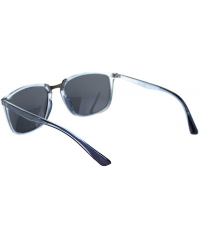 Square Mens Polarized Lens Sunglasses Designer Fashion Square Frame UV Block - Blue Gunmetal (Black) - CI18TROOO8U $9.34