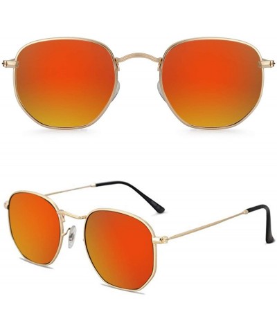 Sport Vintage Sunglasses for Women and Men Square Metal Frame UV 400 Coating Retro Sun Glasses - Orange - C618XQZSR67 $10.81