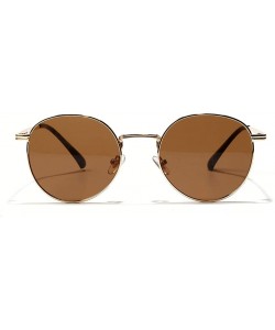 Round Women Retro Sunglasses Metal Men Summer Round Sun Glasses Male Birthday Gifts Uv400 - Gold With Brown - C8199LGQ5O7 $21.61