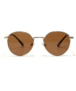 Round Women Retro Sunglasses Metal Men Summer Round Sun Glasses Male Birthday Gifts Uv400 - Gold With Brown - C8199LGQ5O7 $14.22