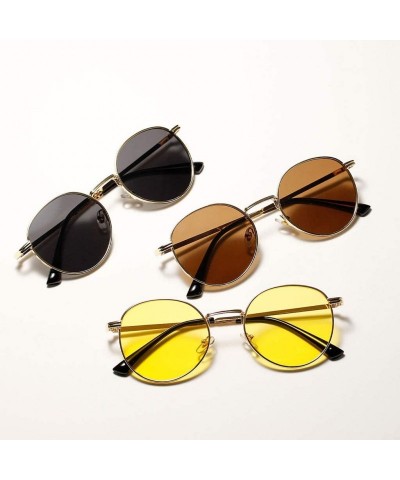 Round Women Retro Sunglasses Metal Men Summer Round Sun Glasses Male Birthday Gifts Uv400 - Gold With Brown - C8199LGQ5O7 $21.61