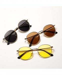 Round Women Retro Sunglasses Metal Men Summer Round Sun Glasses Male Birthday Gifts Uv400 - Gold With Brown - C8199LGQ5O7 $14.22