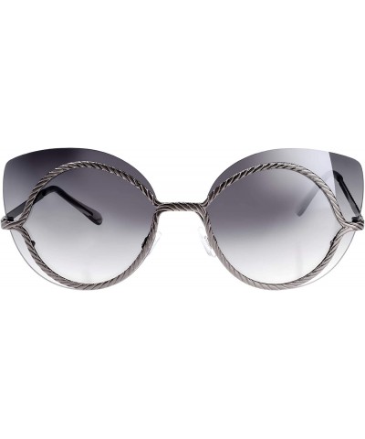 Rimless Fashion Rimless Cateye Butterfly Round Style Sunglasses/Eyewear for Women - Gift Box Packaged - CC18Y60MU0Q $12.34