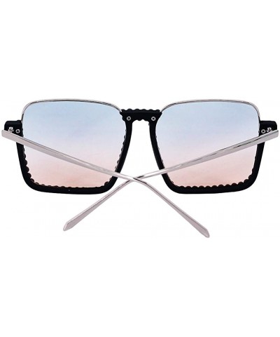 Oversized Oversized Diamond Sunglasses for Women Square Bling Rhinestone Shades - Blue Tea - CJ197M02ID0 $18.57