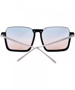 Oversized Oversized Diamond Sunglasses for Women Square Bling Rhinestone Shades - Blue Tea - CJ197M02ID0 $18.57