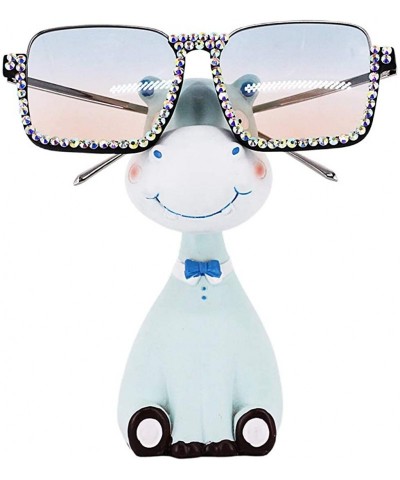 Oversized Oversized Diamond Sunglasses for Women Square Bling Rhinestone Shades - Blue Tea - CJ197M02ID0 $18.57