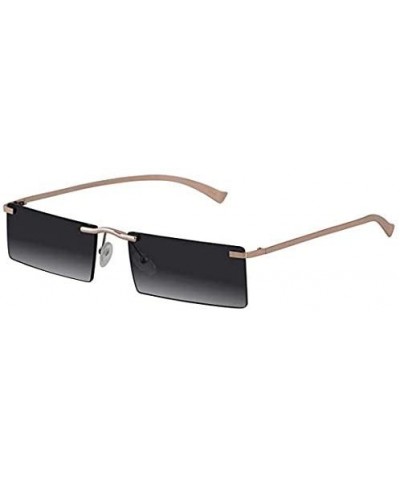 Rimless Rectangle Rimless Metal Frame Retro Sunglasses Fashion Men Women Glasses - 2 Pack Gold/Black and Pink - CR197EW6WKC $...