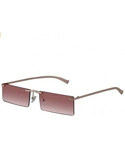 Rimless Rectangle Rimless Metal Frame Retro Sunglasses Fashion Men Women Glasses - 2 Pack Gold/Black and Pink - CR197EW6WKC $...