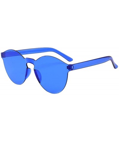 Wrap Women Men Fashion Clear Retro Sunglasses Outdoor Frameless Eyewear Glasses - Blue a - C3196HER97I $9.70