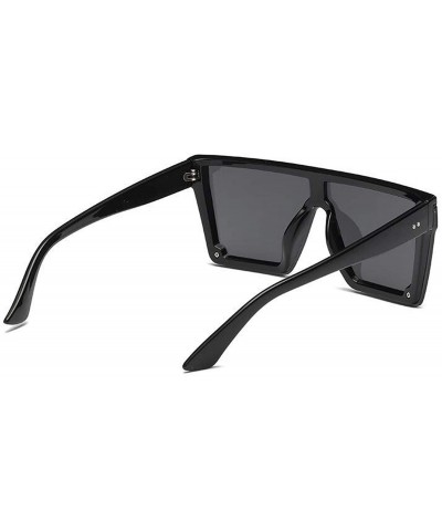 Goggle Male Flat Top Sunglasses Men Black Square Shades UV400 Gradient Sun Glasses Cool One Piece Designer - Blue - CY199CK9L...