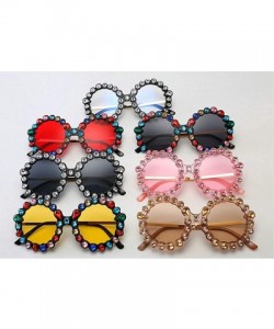 Round Oversize Sunglasses Fashion Crystal Glasses - Pink - CE18QHNSS5Y $13.48