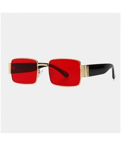 Square Square Polarized Sunglasses for Men Womans UV400 - C2 Gold Red - CP198EAKUE4 $13.16