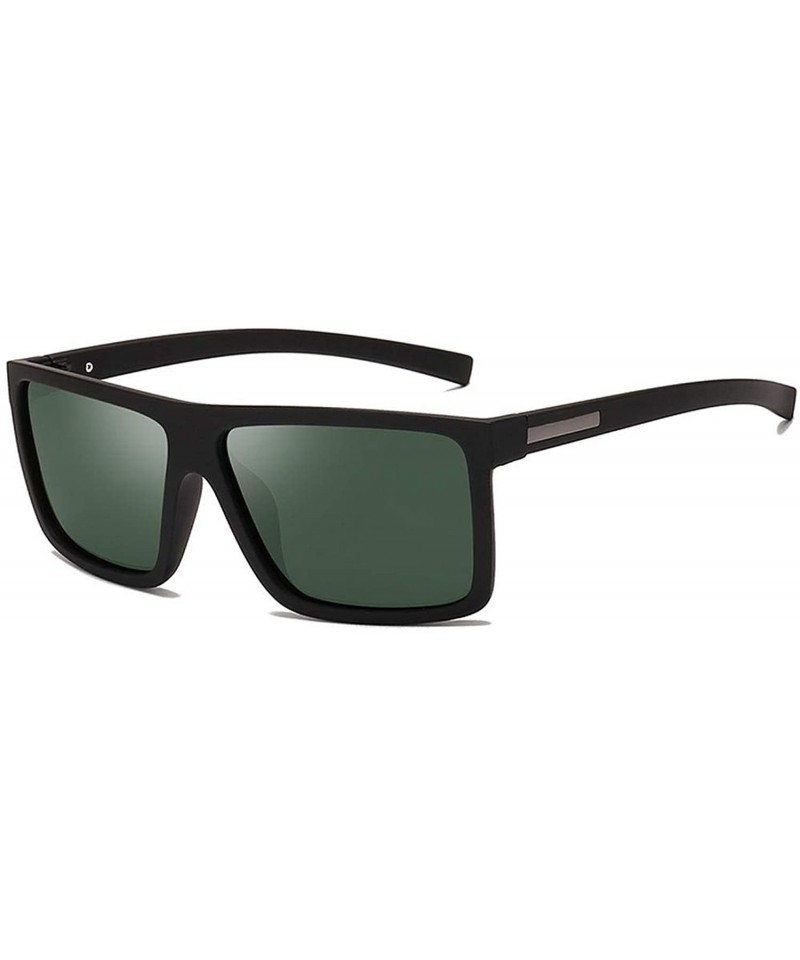 Men Sunglasses Polarized Flat Top 2019 Brand Designer Driving Sun Glasses  Male Rectangle Style - Green - CX1985HQGA4