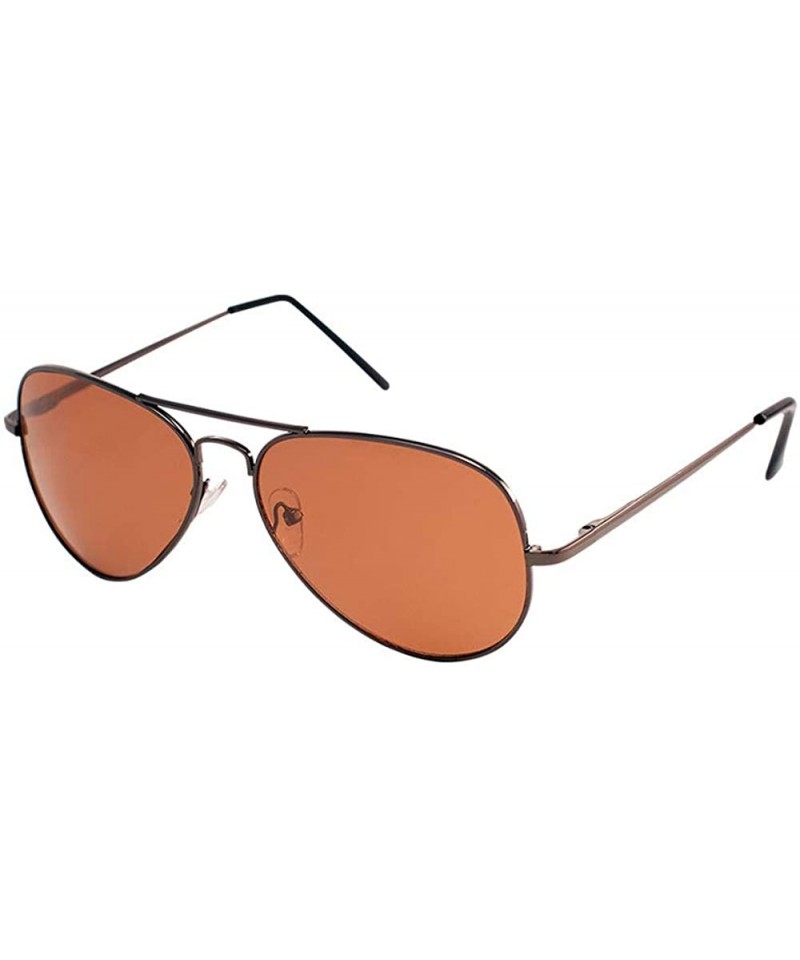 Aviator Driving Classic Thin Frame Aviator Sunglasses - Bronze Black - CD1996KS7SQ $17.75