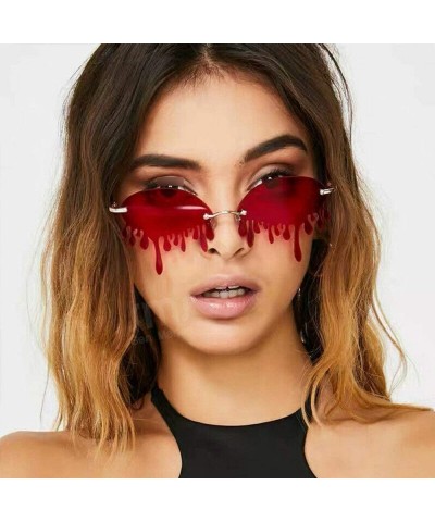 Oval 2020 Fashion Rimless Sunglasses Women Unique Tears Shape Shades Glasses UV400 Vintage Novelty Summer Eyewear - CU199ZUL4...