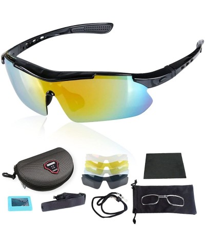 Sport 5 Lens Combo Cycling Bike Sports Color Sun Glasses - Totalblack - CD11OCNC9DT $18.65