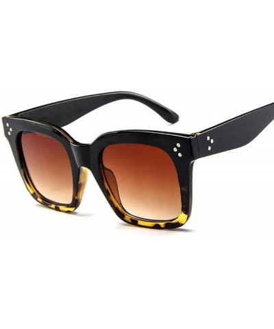 Square 2019 Square Fashion Luxury Sunglasses Women Brand Designer Black Double Gray - Black Leopard - C618XAK4WWE $11.81