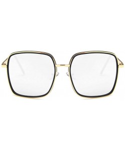 Square Unisex Sunglasses Fashion Bright Black Grey Drive Holiday Square Non-Polarized UV400 - Bright Black White Mercury - CP...