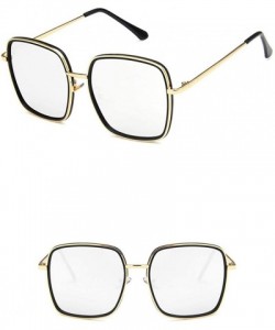 Square Unisex Sunglasses Fashion Bright Black Grey Drive Holiday Square Non-Polarized UV400 - Bright Black White Mercury - CP...
