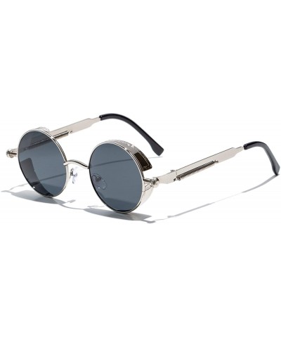Round Jacob Steampunk Sunglasses - Silver Black - CE192742C3I $79.03