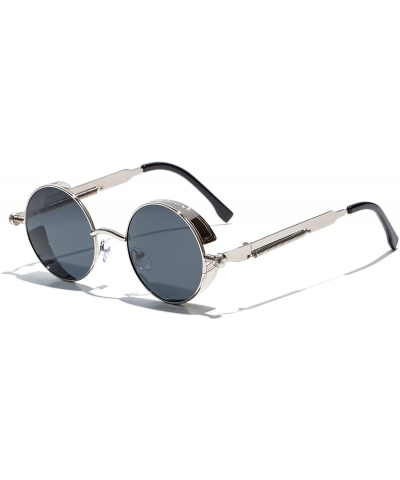 Round Jacob Steampunk Sunglasses - Silver Black - CE192742C3I $27.84