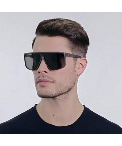 Goggle TR90 Frame Polarized Sunglasses Men Irregular Flat Top Driving Sunglasses Female - Blue - CL18YMKCRY4 $14.25