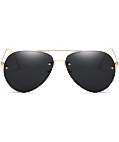 Wrap Visor Mirror Pilot Sunglasses Ladies Non-Polarized Sunglasses Anti-UV Glasses - Black - C718AE9A3Q3 $18.46