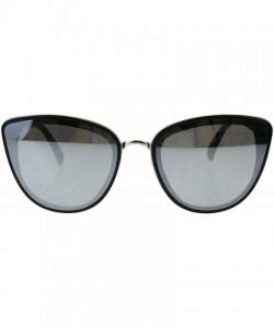 Oversized Womens Mod Diva Designer Fashion Cat Eye Retro Sunglasses - Black Silver Mirror - CA18ES6ALRG $11.62