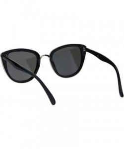 Oversized Womens Mod Diva Designer Fashion Cat Eye Retro Sunglasses - Black Silver Mirror - CA18ES6ALRG $11.62