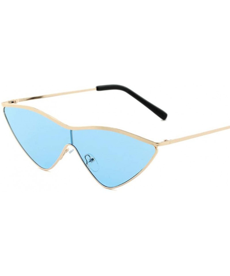 Goggle Triangular Cat Eye Sunglasses Suitable for Driving - Traveling and Shopping - Golden Frame and Blue Film - C018Y2QWQ5D...