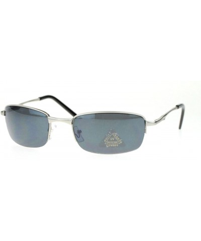 Rectangular Mens Classic Narrow Short Rectangular Metal Rim Sunglasses - Silver - CY11YAXOITN $12.57