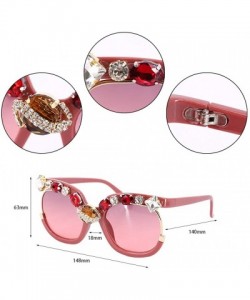 Oversized Sparkling Crystal Sunglasses UV Protection Rhinestone Sunglasses - Red230 - CD1992MSM4D $20.30