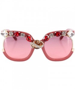 Oversized Sparkling Crystal Sunglasses UV Protection Rhinestone Sunglasses - Red230 - CD1992MSM4D $20.30