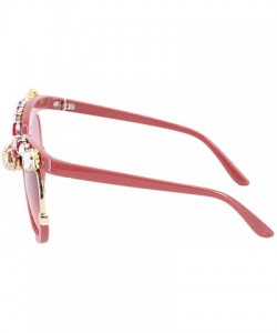 Oversized Sparkling Crystal Sunglasses UV Protection Rhinestone Sunglasses - Red230 - CD1992MSM4D $20.30