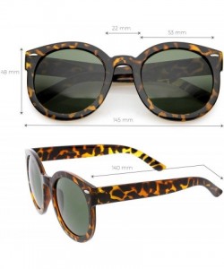 Round Round Retro Oversized Sunglasses for Women with Colored Mirror and Neutral Lens 53mm - C03 - Tortoise / Green - CY110A7...