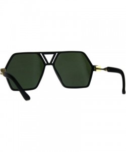Oversized Hexagon Shape Sunglasses Unisex Oversized Flat Top Fashion Shades - Matte Black (Green) - CF180YSGGZW $11.41