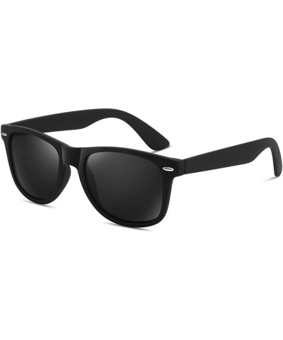 Rectangular Mirrored Polarized Sunglasses Reflective Sun Glasses for Men Women with UV Protection - Black Frame Black Lens - ...