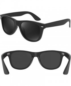 Rectangular Mirrored Polarized Sunglasses Reflective Sun Glasses for Men Women with UV Protection - Black Frame Black Lens - ...