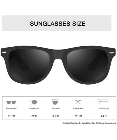 Rectangular Mirrored Polarized Sunglasses Reflective Sun Glasses for Men Women with UV Protection - Black Frame Black Lens - ...