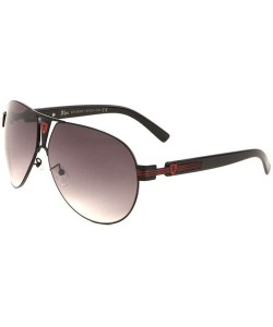 Aviator Three Line Temple Round Modern Aviator Sunglasses - Red Black - CK199DTD5Y0 $18.68