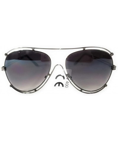 Oval Fashion Large Metal Frame Oceanic Color Lens Aviator Sunglasses - Negro - CV18RHYWAKY $27.30