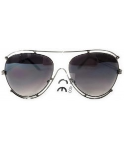 Oval Fashion Large Metal Frame Oceanic Color Lens Aviator Sunglasses - Negro - CV18RHYWAKY $10.73