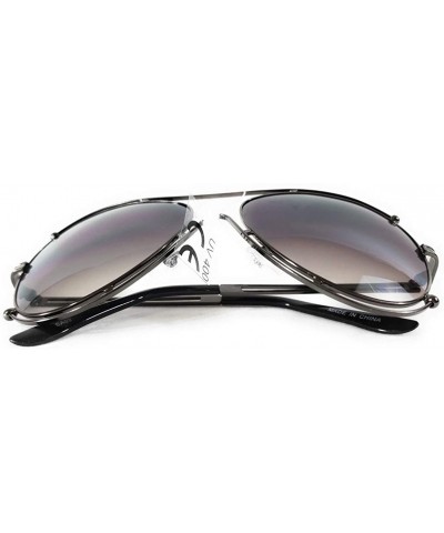 Oval Fashion Large Metal Frame Oceanic Color Lens Aviator Sunglasses - Negro - CV18RHYWAKY $10.73