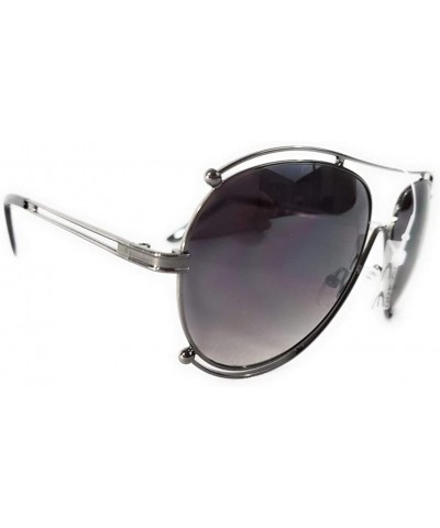 Oval Fashion Large Metal Frame Oceanic Color Lens Aviator Sunglasses - Negro - CV18RHYWAKY $10.73